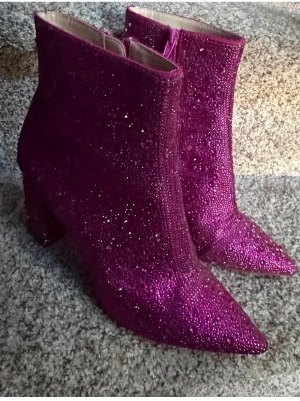 Betsey Johnson Fuchsia Rhinestone Ankle Boots – Women’s Size 10 – Worn Once - Picture 2 of 2